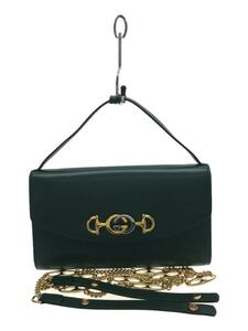 GUCCI◆ショルダーバッグ/レザー/GRN/無地/572375 520981