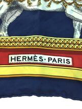 HERMES◆スカーフ/シルク/マルチカラー/総柄/レディース/カレ90/ホース/シミ有り_画像3