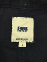 F.O.B FACTORY◆ジャケット/3/コットン/ブラック/無地/エフオービーファクトリー_画像3