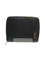 YVES SAINT LAURENT◆2つ折り財布/レザー/BLK/無地/メンズ/GUE635263/スレキズ 型崩れ有_画像1