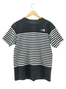 THE NORTH FACE◆S/S PANEL BORDER TEE_ショートスリーブパネルボーダーティー/L/コットン/GRY