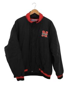 Champion◆ナイロンジャケット/XL/ナイロン/黒/Nebraska Cornhuskers/推定90s