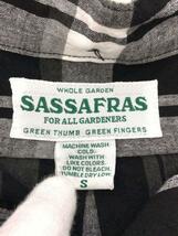 SASSAFRAS◆半袖シャツ/S/コットン/BLK/チェック/糸のホツレ有_画像3