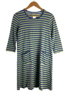 marimekko◆7分袖ワンピース/XS/コットン/BLU/ボーダー/52331-39041