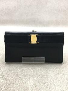 Salvatore Ferragamo◆長財布/レザー/BLK/レディース