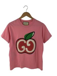 GUCCI◆20年/スパンコール/GGアップルプリントTシャツ/S/コットン/ピンク