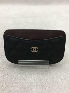 CHANEL◆カードケース/レザー/BLK/レディース