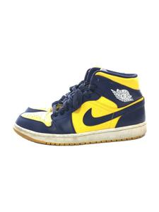 NIKE◆AIR JORDAN 1 MID/エアジョーダンミッド/イエロー/554724-707/27cm/YLW