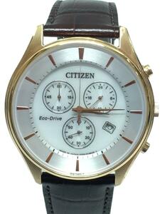 CITIZEN◆Eco-Drive/クロノグラフ/デイト/ソーラー腕時計/アナログ/レザー/H500-S107318/