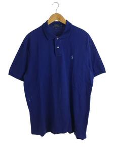 POLO RALPH LAUREN◆ポロシャツ/L/コットン/BLU/無地/0200014833