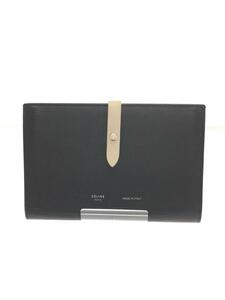 CELINE◆長財布/レザー/BLK/無地/レディース