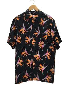 Aloha Blossom* гавайская рубашка /42/ искусственный шелк /BLK