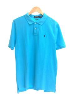 POLO RALPH LAUREN◆ポロシャツ/XL/コットン/BLU/無地/ワンポイント/0200018012