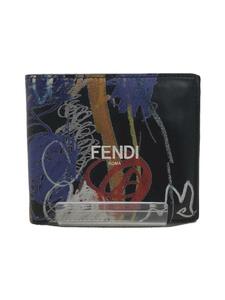 FENDI◆2つ折り財布/レザー/マルチカラー/プリント/メンズ