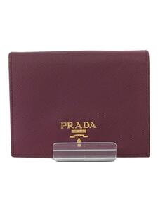 PRADA◆2つ折り財布/レザー/BRD/無地/レディース/サフィアーノ/破れ有