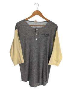 RUSSELL ATHLETIC◆70s/金タグ/プリントヘンリーネックカットソー/XL/ポリエステル/GRY