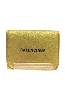 BALENCIAGA◆3つ折り財布/レザー/GLD/レディース/655622