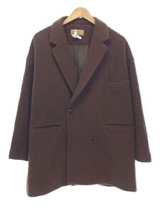 AMERI◆UNDRESSED BIG JACKET DADDY COAT/コート/FREE/ウール/BRW/無地