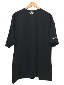 BLACK COMME des GARCONS◆23SS/袖スウォッシュロゴ刺繍Tシャツ/M/コットン/BLK/1k-t106/AD2022