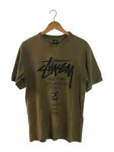 STUSSY◆Tシャツ/L/コットン/カーキ/無地