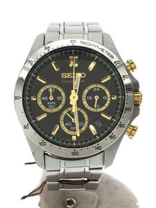 SEIKO◆SPIRIT CHRONOGRAPH/クォーツ腕時計/アナログ/ステンレス/BLK/SLV