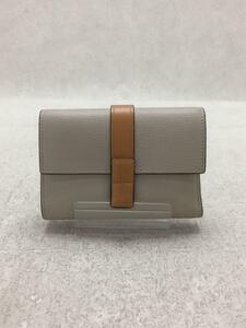 LOEWE◆ロエベ/3つ折り財布/レザー/ベージュ/スモール バーティカル/内側小銭入れ汚れ