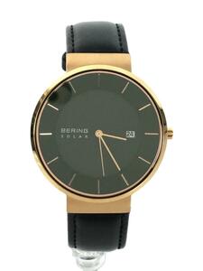 BERING◆ソーラー腕時計/アナログ/レザー/BLK/BLK/14639-469