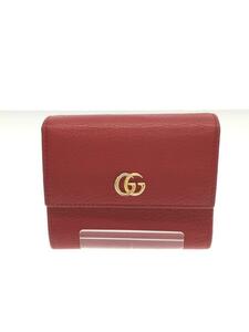 GUCCI◆3ツ折サイフ_GGマーモント/レザー/RED/レディース