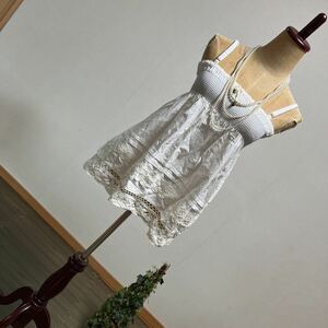 10-5 new goods BLUECROSS Spicy Label Kids tunic camisole One-piece long height race sleeveless cut and sewn white white M 150 8,295 jpy 