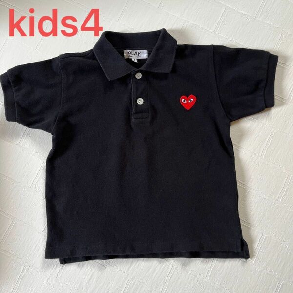 COMME des GARONS PLAY キッズハートポロシャツ　kids4 黒