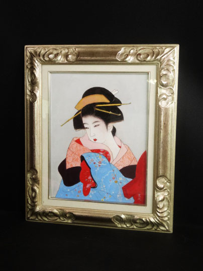 Takei Atsutane ◇ Copie de Ito Shinsui, portrait d'une belle femme, peinture à l'huile, F6, authentique, peinte à la main, encadré ◇ Tube 42310, Peinture, Peinture à l'huile, Portraits