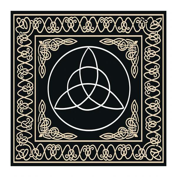 タロットクロス （神聖幾何学模様サークルトリケトラ・アラベスク柄）ブラック オラクルカードマット 占い用敷き布