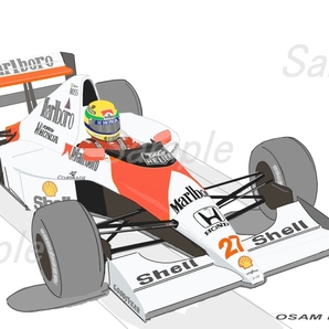 イラスト マクラーレン MP4/5B セナ A4サイズ 額入り