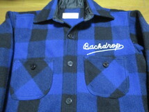 ヘビーウェイト　厚地　バックドロップ　Mサイズ　青　ブロックチェック　シャツ　ジャケット　刺繍　BACKDROP_画像3