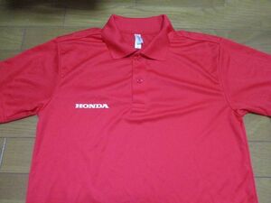 HONDA　ポロシャツ　赤　Mサイズ　ロゴ　デカロゴ　速乾　半袖　シャツ　ホンダ