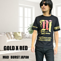  【MAD BURST JAPAN】箔ツートンプリント半袖Tシャツ【型番70740】新品レットｘゴールド　ブラック㎜_画像4