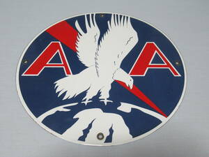 ■未使用 希少 1950～60年代！アメリカン航空(American Airlines) 円形ホーロー看板(琺瑯(ほうろう))直径30ｃｍ、厚さ1.5ｍｍ