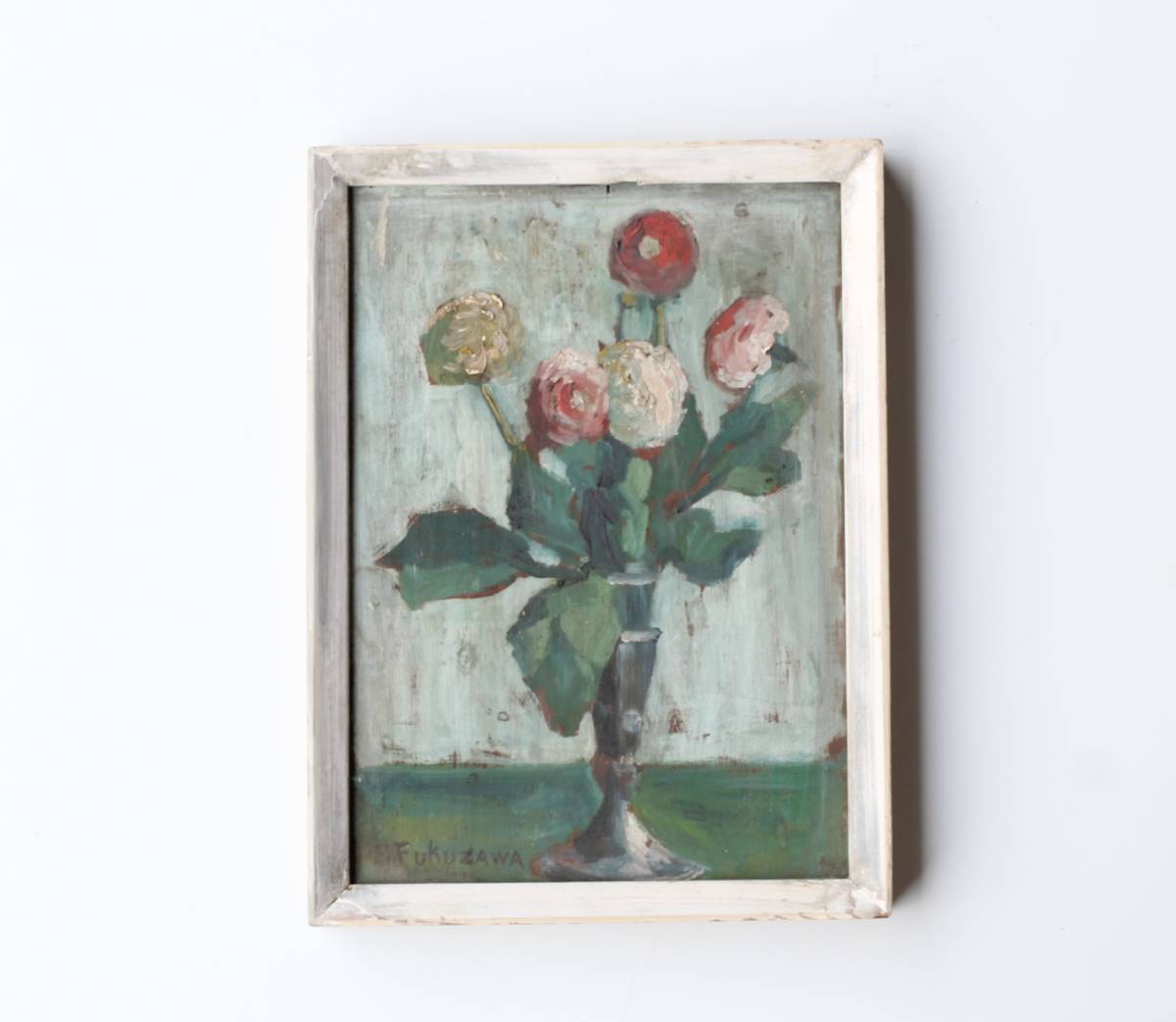 Authentic [of] rare and rare item Hisashi Fukuzawa oil painting flower board painting // Japanese painting landscape Chinese antique store design lithograph store design, painting, oil painting, still life painting