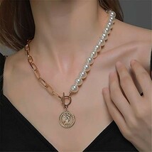 シンプル パール ネックレス ♪ ジュエリー ペンダント オシャレ リング チェーン モチーフ レディース アクセサリー 金 z3_画像4