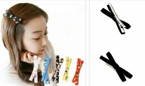 ★ 7個セット ★ シンプル 花柄 リボン ヘアクリップ ★ レディース ヘアピン 髪留め ヘアアクセサリー (ランダム) z3