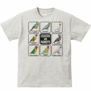 インコ＆オウム/半袖Ｔシャツ/メンズM/杢・新品・メール便 送料無料