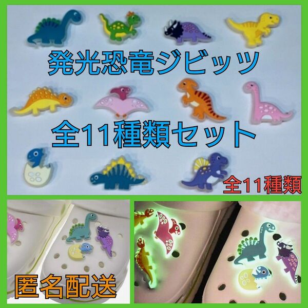 恐竜 発光ジビッツ 11個セット クロックス サンダル アクセサリー