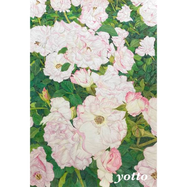 色鉛筆画【 清雅 〜 薔薇に囲まれて 〜 】A2・額付き◇◆手描き◇原画◆yotto