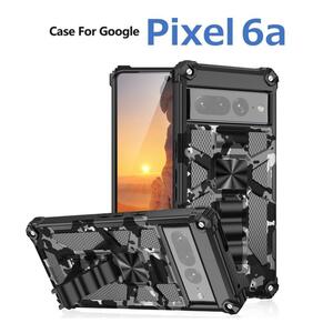 Google Pixel 6a ケース ブラック 迷彩アーマー