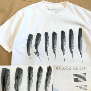 BLACK SCALE Tシャツ M 白 羽 バックプリント