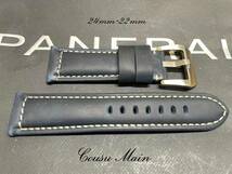 ●　CousuMain　24mm-22mm★カーフ　尾錠付　パイプ付★パネライ　44mmケース　PANERAI向　s240_画像1