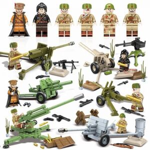 MOC LEGO レゴ ブロック 互換 WW2 第二次世界大戦 ソビエト連邦軍 後方部隊 指揮官 兵士 ミニフィグ 6体セット 大量武器・兵器付き D228