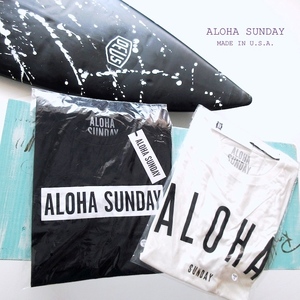 【ALOHA SUNDAY アロハサンデー / U.S.A.】新品 ロゴ Tシャツ 白/黒 ２枚セット!!　（ MADE IN U.S.A .ALOHA BEACH CLUB 男女均可）