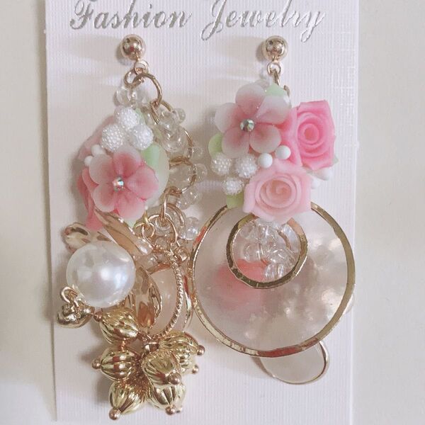 双眸に映る 薔薇ピアス ジャラジャラピアス ゆめかわピアス
