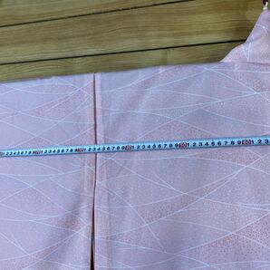 新品！ 洗える 単衣 身丈160 化繊 ピンク 着物 定価11,000 タグ付きの画像8